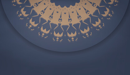 Background in blue color with mandala brown ornament for design under your logo or text