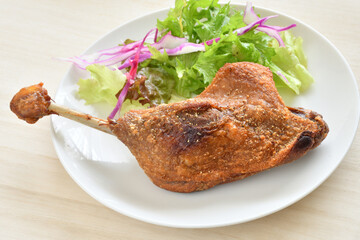 Duck Confit with mushroom soup
