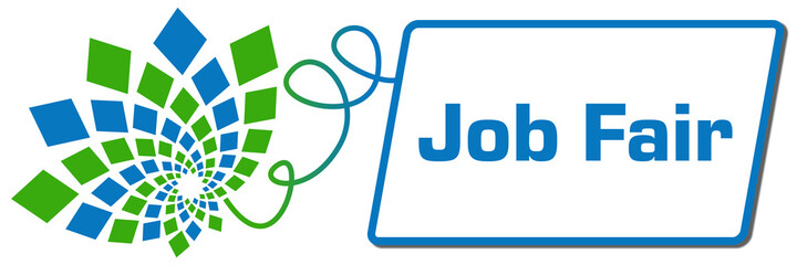 Job Fair Green Blue Squares Floral Box Line 