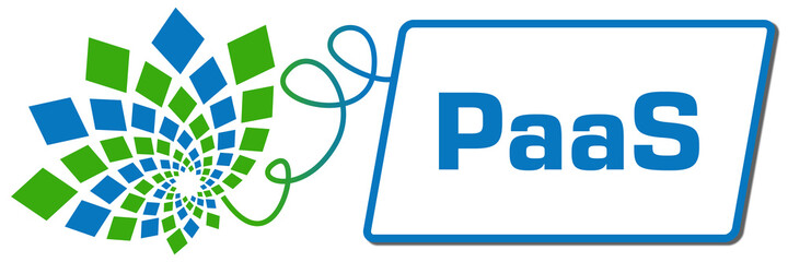 PaaS - Platform as a Service Green Blue Squares Floral Box Line 