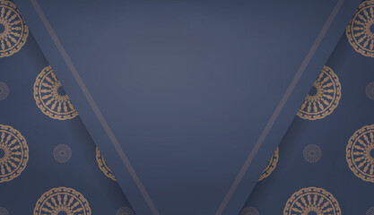 Background in blue with abstract brown ornament for logo design