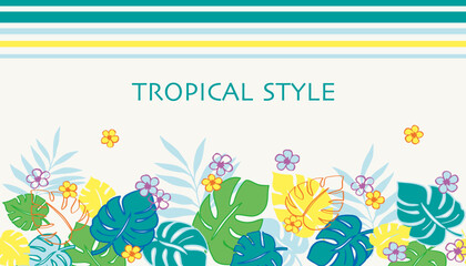夏のカジュアルなトロピカルリーフの背景イラスト　summer tropical background vector