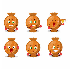 A sporty orange candy wrap boxing athlete cartoon mascot design