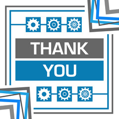 Thank You Blue Grey Corner Borders Gears 
