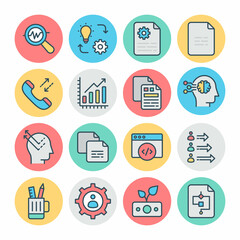 Business and Finance Filled Circle icons, stroked - Vectors