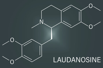 Laudanosine papaver alkaloid molecule. Skeletal formula.	