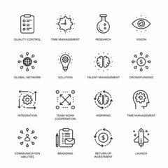 Business and Finance thin line icons, stroked - Vectors