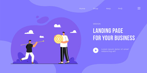 Father holding dartboard and son holding dart. Dad and son spending time together, plying darts flat vector illustration. Parenthood, development concept for banner, website design or landing web page