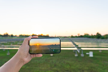 Solar power plant(solar cell) on summer season, hot climate causes increased power production, Alternative energy to conserve the world's energy, Photovoltaic module idea for clean energy production