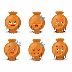 Cartoon character of orange candy wrap with sleepy expression
