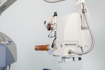 Microscopic apparatus for testing eyesight. Ophthalmology and treatment of eye diseases. Eye...