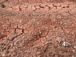 Texture dry and cracked red soil