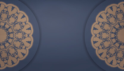 Background in blue with brown mandala pattern and place under your logo or text