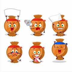 Mascot design style of orange candy wrap character as an attractive supporter