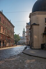 Naklejka premium The old town in Lviv, Ukraine