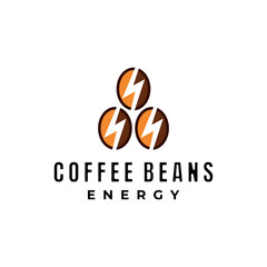 Combination of Energy And Coffee Beans, vector Logo Design as you editable