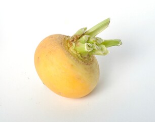 Young turnips on a white background