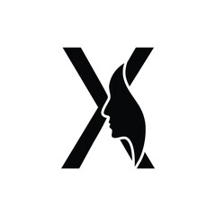 letter X woman face vector template logo beauty salon 