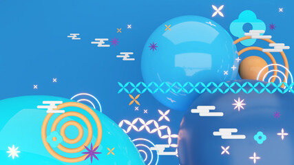 Fototapeta premium Abstract background in oriental style,Geometric line with Japanese pattern ,3d rendering