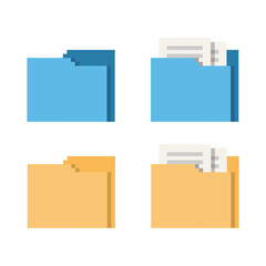 Set of computer folders. Icon with a folder for secure storage of documents and files.