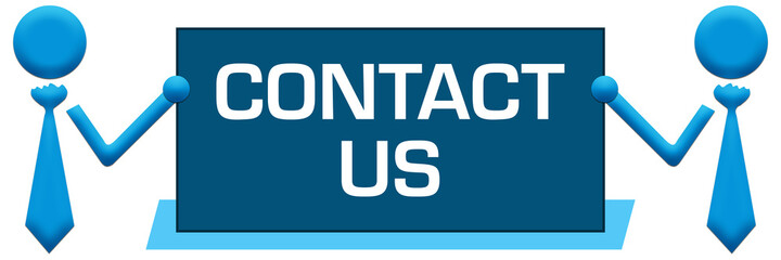 Contact Us Banner Symbols Left Right Blue 
