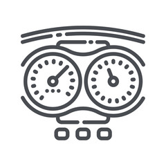 Vector line icon of a car dashboard front view isolated