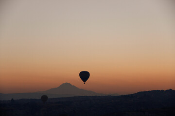 hot air balloon at sunset