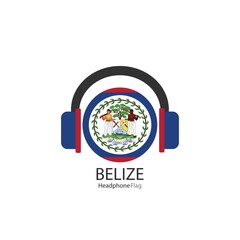 Belize headphone flag vector on white background.