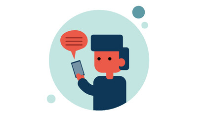 Vector Man With Phone Social Media Communication Vector Art Graphic Design 