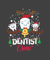 Dentist Christmas Crew Dentist Dental Hygiene Funny Tooth Xmas T-shirt