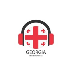 Fototapeta premium Georgia headphone flag vector on white background.