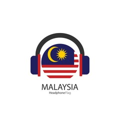 Malaysia headphone flag vector on white background.