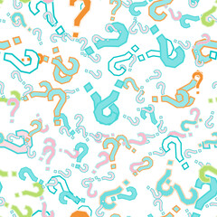 Quiz seamless pattern. Question marks, doubt, faq