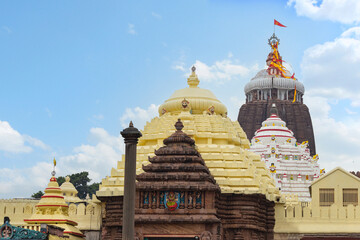 Main temple dome of Jagannath Temple, a famous Hindu temple dedicated to Jagannath or Lord Vishnu in the coastal town of Puri, Orissa, India.