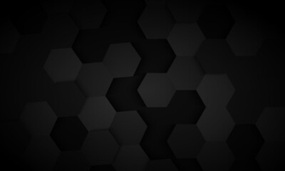 Obraz na płótnie Canvas Abstract black background with hexagon shape and deep shadow and texture, luxury background concept. Suitable for various background design, template, banner, poster, presentation, etc.