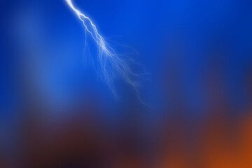 Big lightning on the sky. Dramatic nature force background