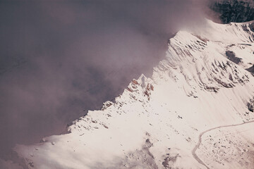 amazing snow covered peaks in the Swiss alps Jungfrau region from Schilthorn