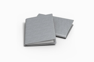 Realistic blank passport cover mockup isolated on grey background. Perfect for showcasing travel accessories, leather goods, custom print, or branding design presentation. 3D rendering