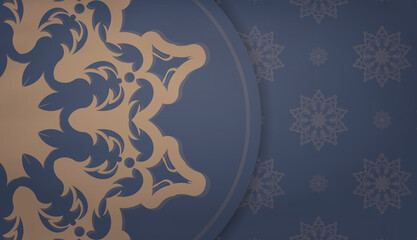 Background in blue with vintage brown ornament and space for text