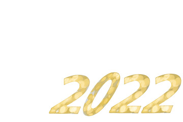 Happy New Year 2021. Golden isolated  numbers from bokeh  on  white background .