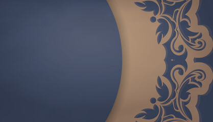 Background in blue with vintage brown ornament for design under the text