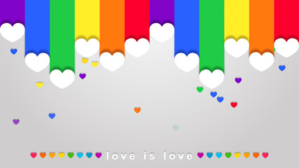 love is love colorful hearts and rainbow
