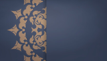 Background in blue with vintage brown ornament for design under your logo