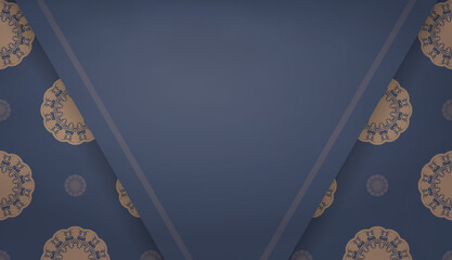Background in blue with vintage brown ornament for design under your text