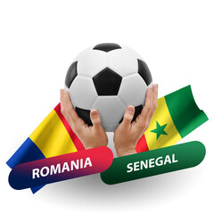 Soccer football competition match, national teams romania vs senegal