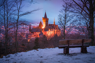 Schloss in Wernigerode im Harz im Winter