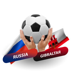 Soccer football competition match, national teams russia vs gibraltar