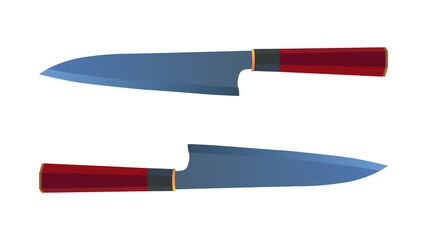 set of two realistic kitchen knives isolated, Vector illustration, chef knives, Cutlery icon set