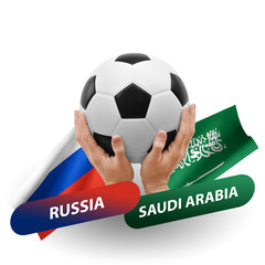 Soccer football competition match, national teams russia vs saudi arabia
