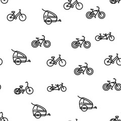 Bike Transport And Accessories Vector Seamless Pattern Thin Line Illustration